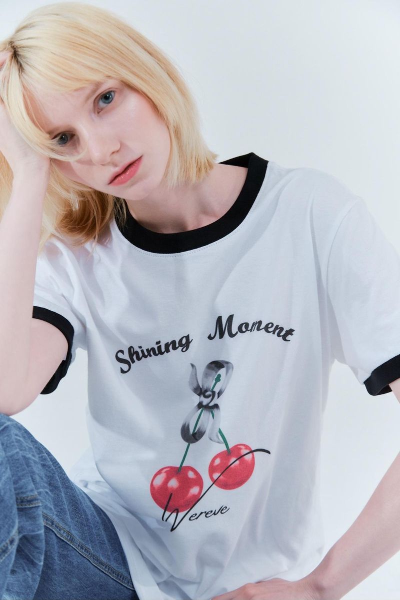 Cherry ringer t-shirt_white/black