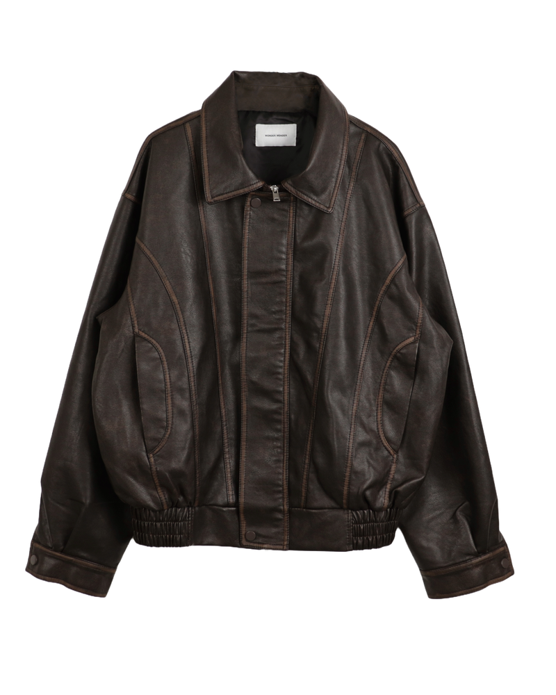 [MADE] Setter vintage washed cut boxy leather jacket
