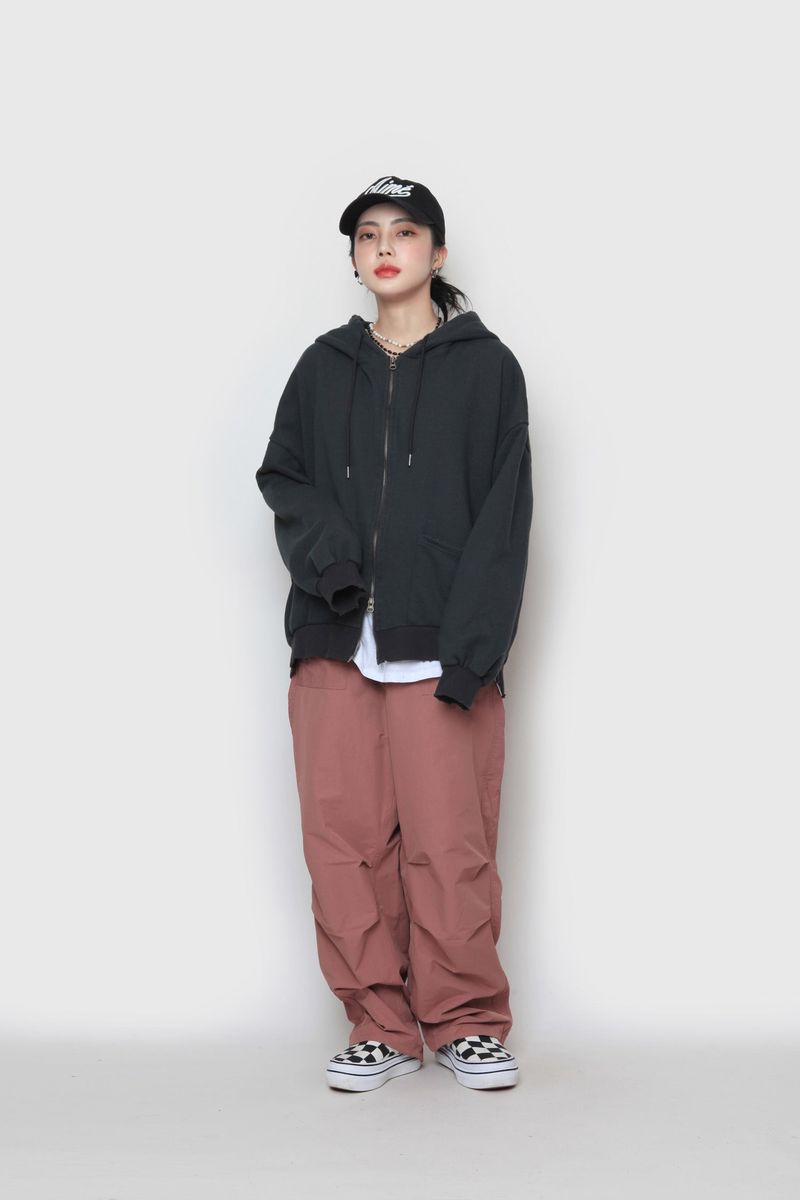 junk two-way zip-up hoodie