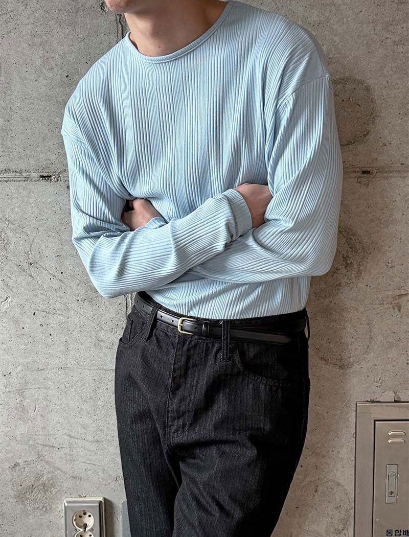 Irrregular rib slim long sleeves(5color)