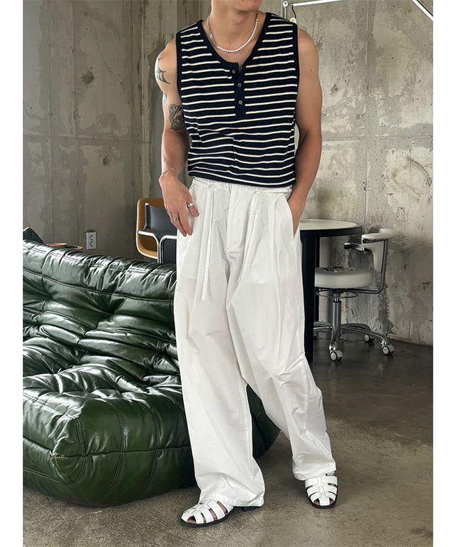 [S/S] Stripe henry neck sleeveless(3color)
