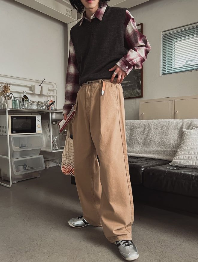 Cent Reverse Pintuck Cotton Pants