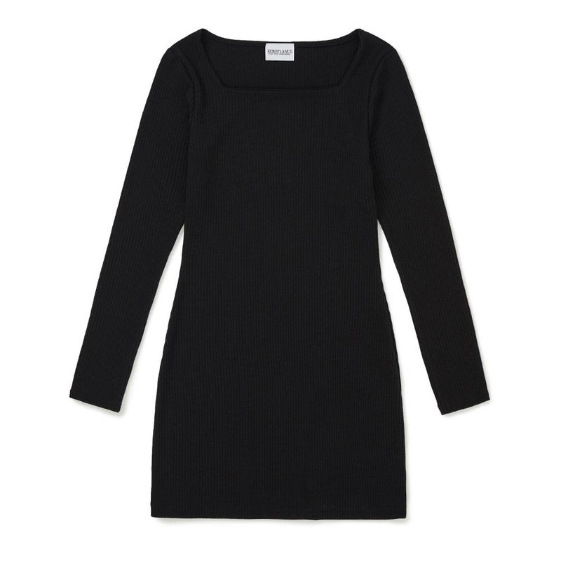 スクエアスリムミニドレス / Square Slim Mini Dress [BLACK]