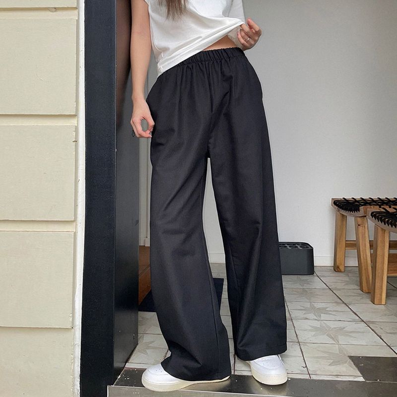 WIDE BANDING COTTON PANTS [BLACK]