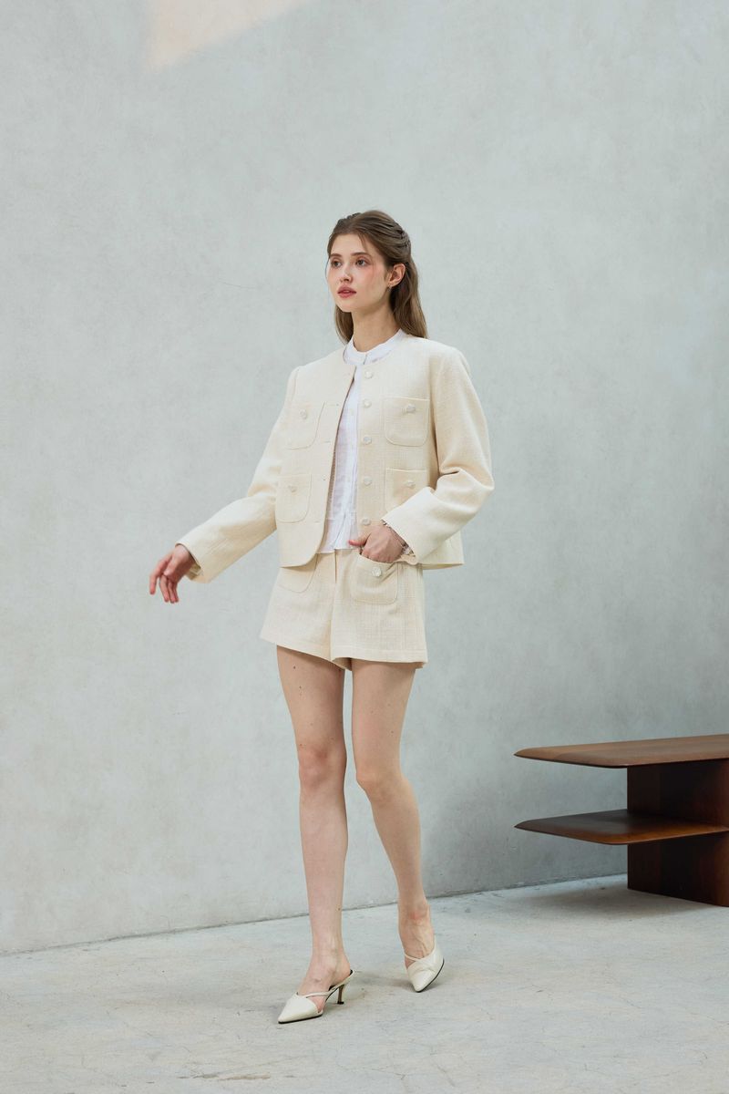 CHERISH TWEED SHORTS PANTS / WHITE