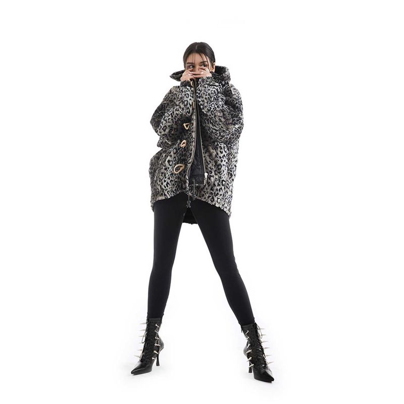 Wooden Toggle Button Fur Jacket