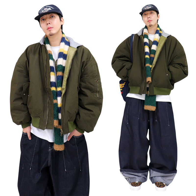 Two-Tone Hooded Ripstop MA-1 Padded Jumper