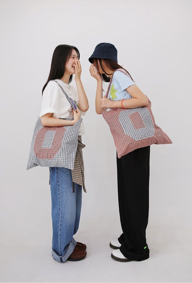 0 Applique Check Eco Bag / Green
