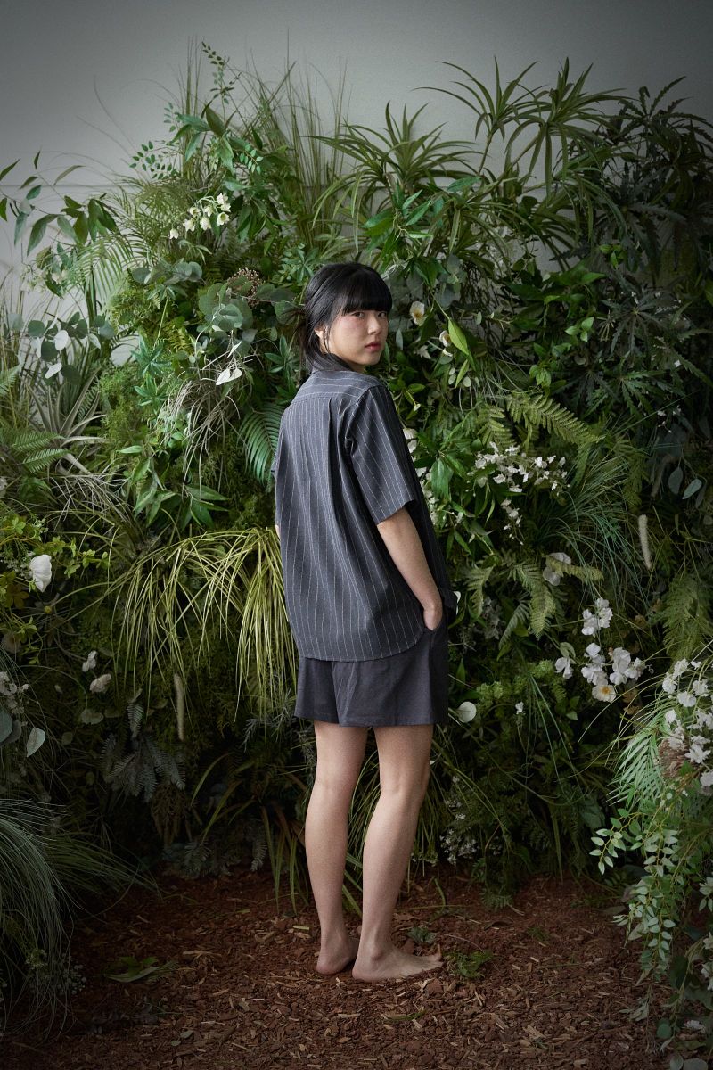 STRIPE L-C TAILORED 1/2 SHIRT (Navy)