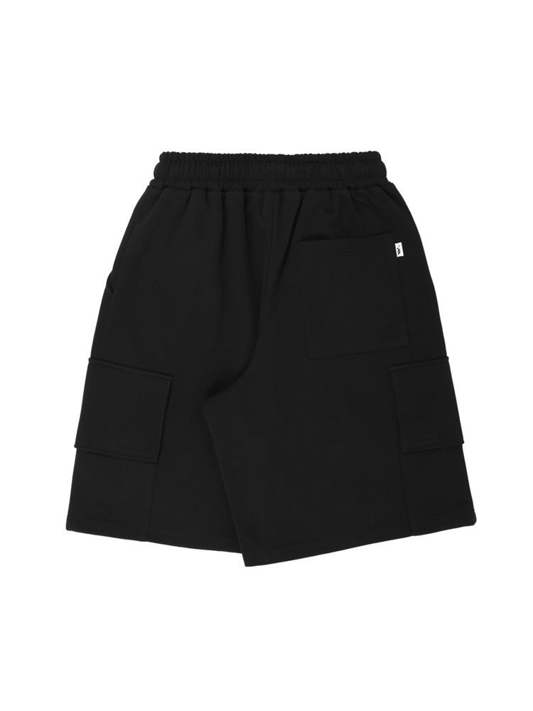 P1013 BERMUDA WIDE CARGO PANTS_BLACK