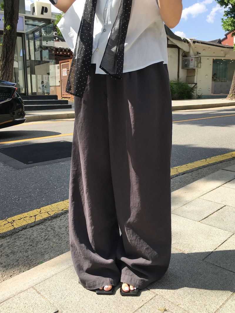 DEARBYME（ディアーバイミー）の「Lino リネンピンタックワイドパンツ（パンツ）」