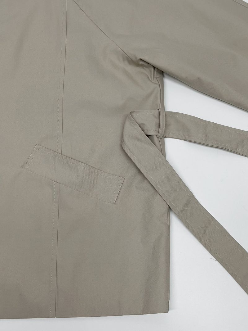 High-neck belted half trench coat