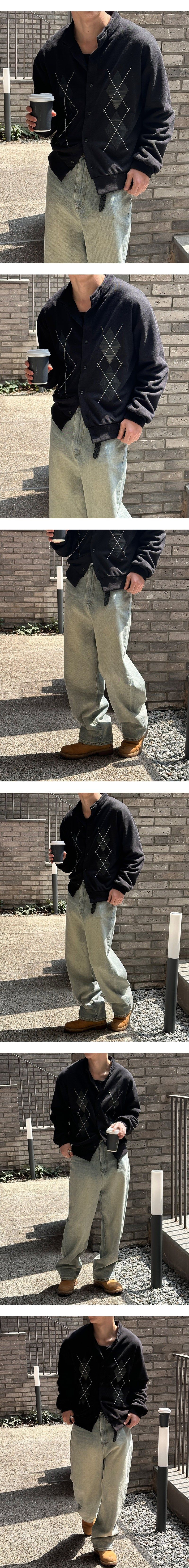 [Unisex] Argyle pattern half neck cardigan(2color)