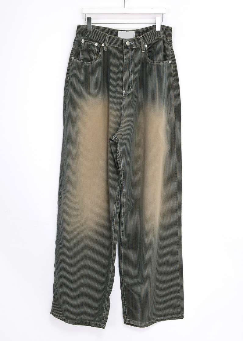 stripe brown washing pants