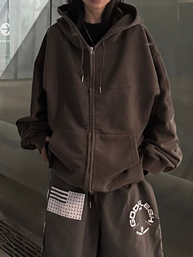 pigment panel zip-up hoodie