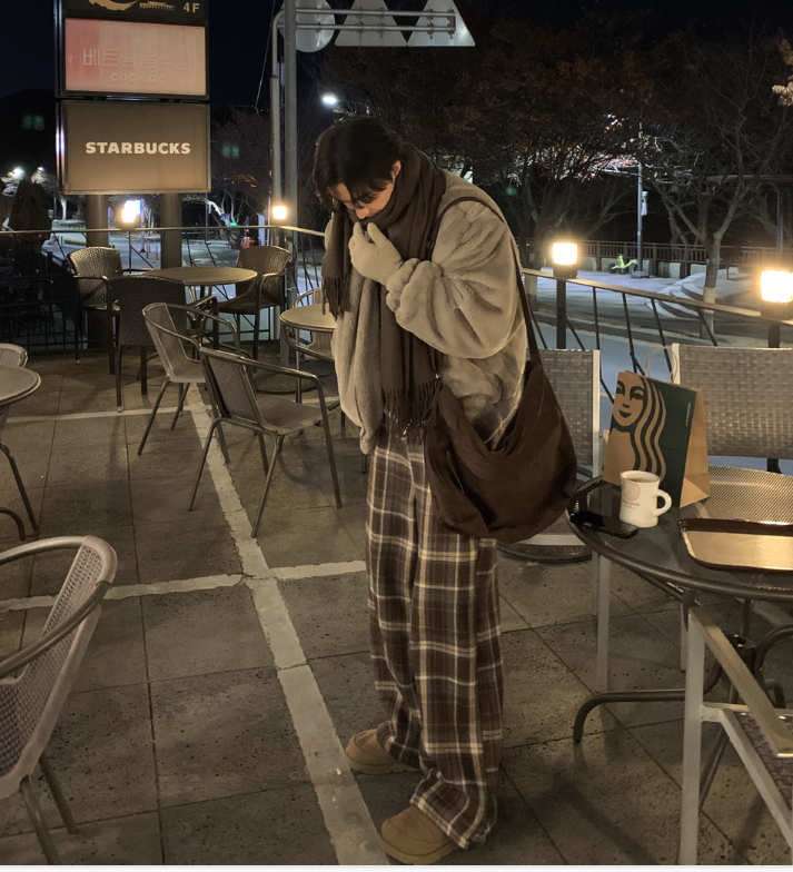 LOOKPLE（ルックプル）の「フェンハイムフリースチェックワイドパンツ（パンツ）」