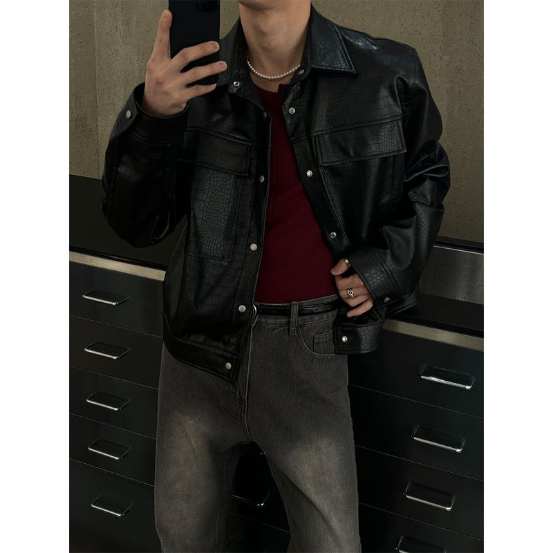 [S/S] Leather crop jacket