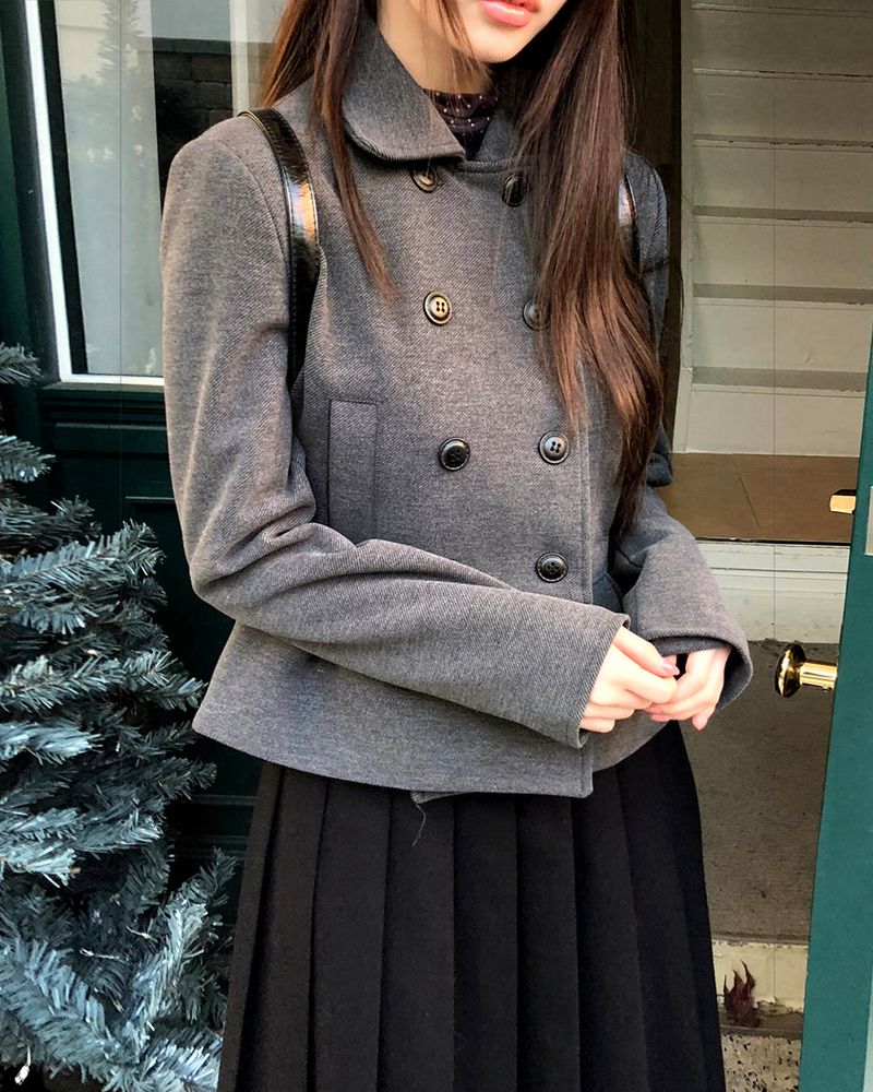 Duna Shirred Double-Breasted Jacket