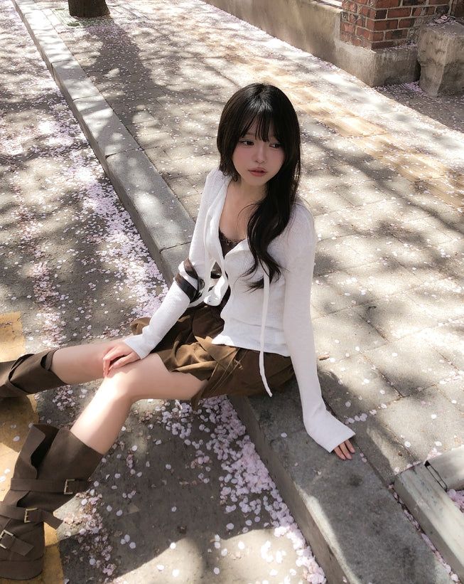 Mood Strap Ribbed Cardigan