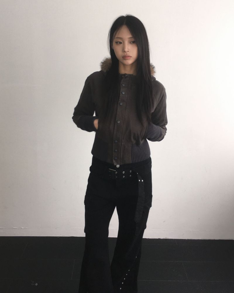 Vintage hood crop jacket