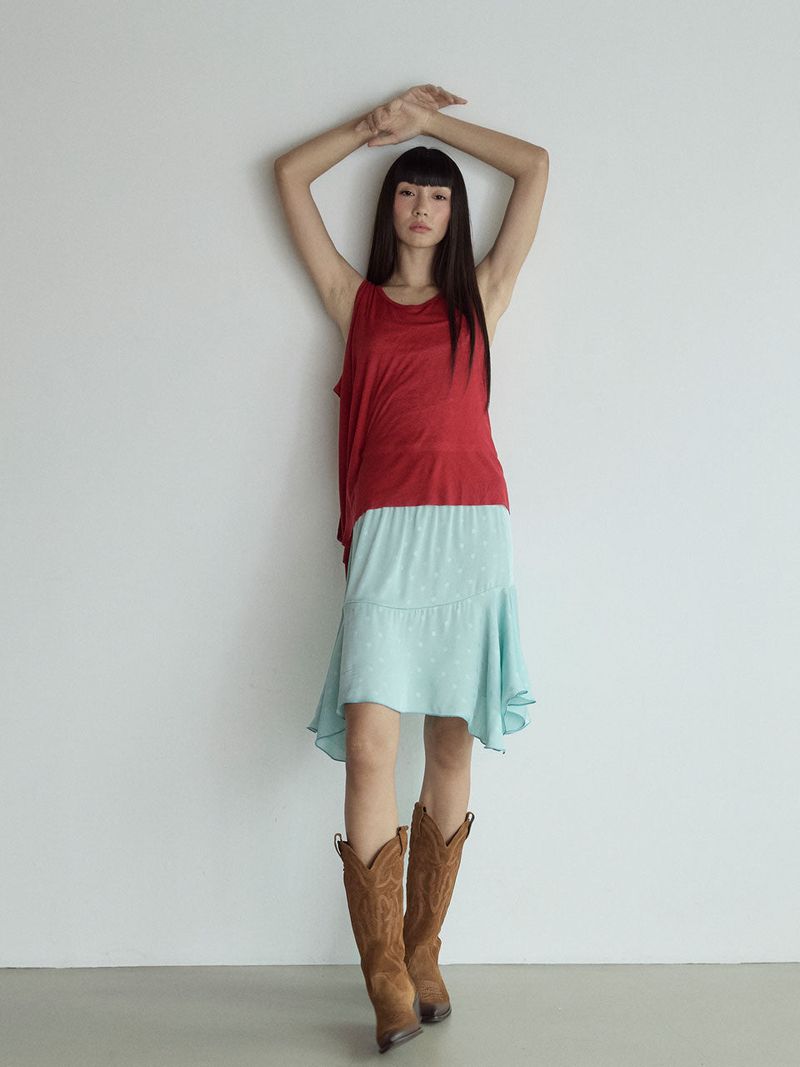 Layered Sleeveless Top_True Red