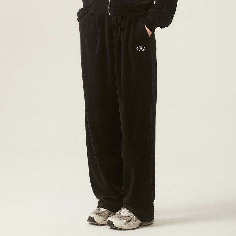 OS LOGO VELOUR 2WAY STRING WIDE PANTS - 4COLOR