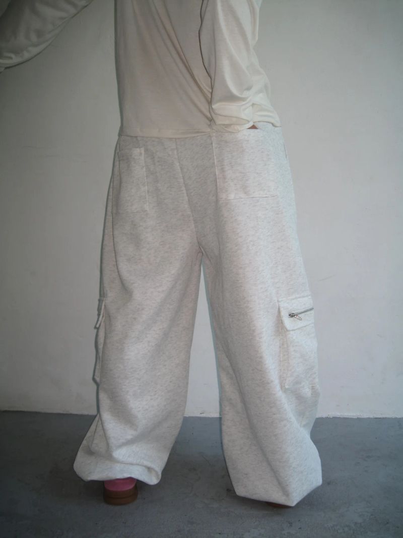 [UNISEX] Zipper Cargo Wide Sweatpants (2 Colors)
