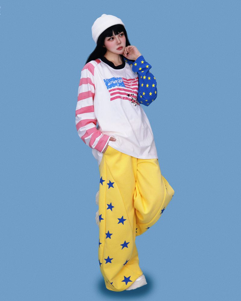 popping-star string wide pants (2color)