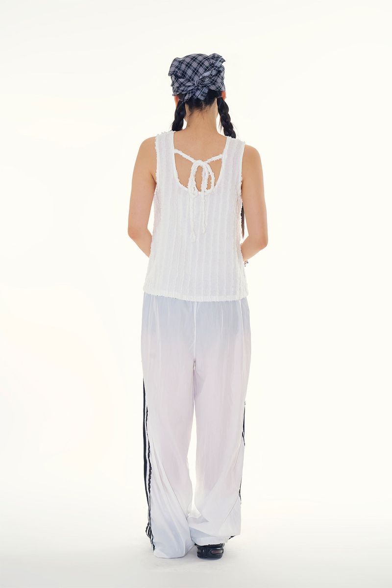 Back ribbon sheer sleeveless