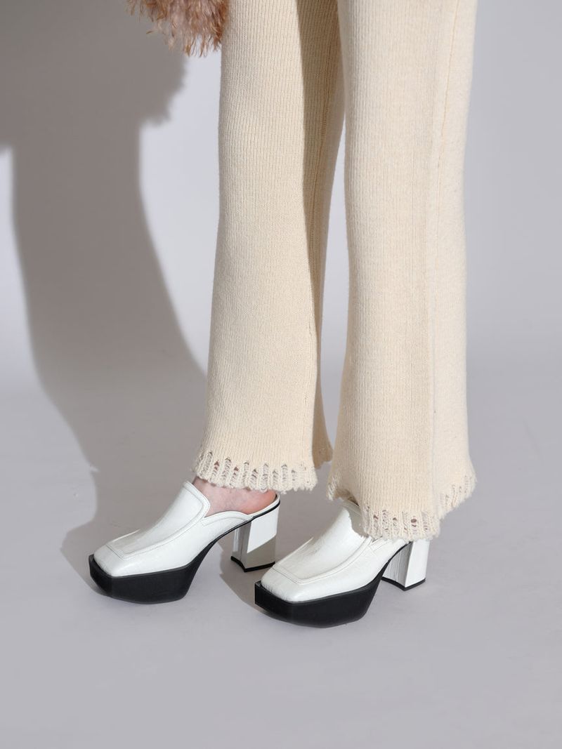 SQUARE TOE MULE-IVORY