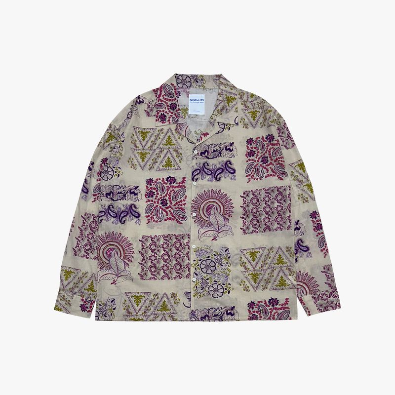 ethnic paisley open collar shirt_purple