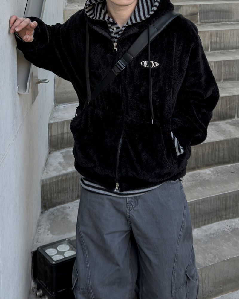 Perrin Fleece Shearling Hood Zip-Up