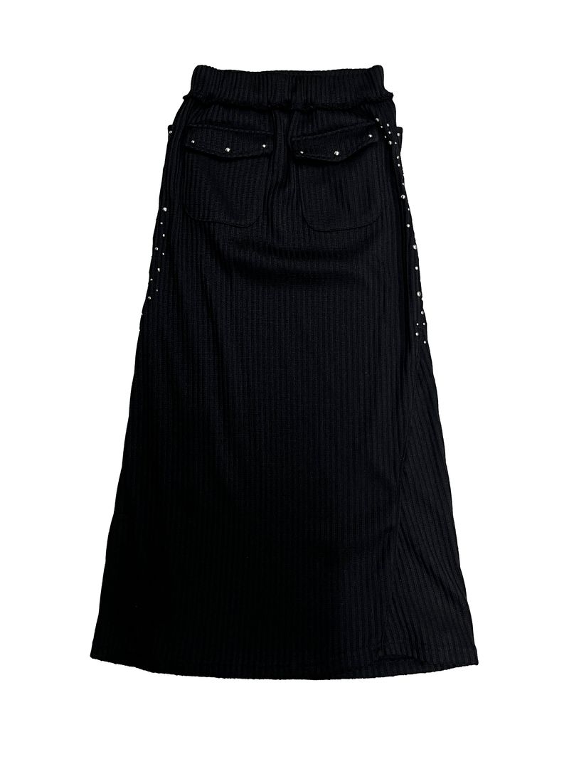 shining studded knit long skirt