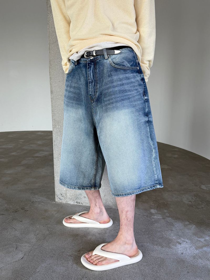 Double back pocket bermuda denim pants(3color)