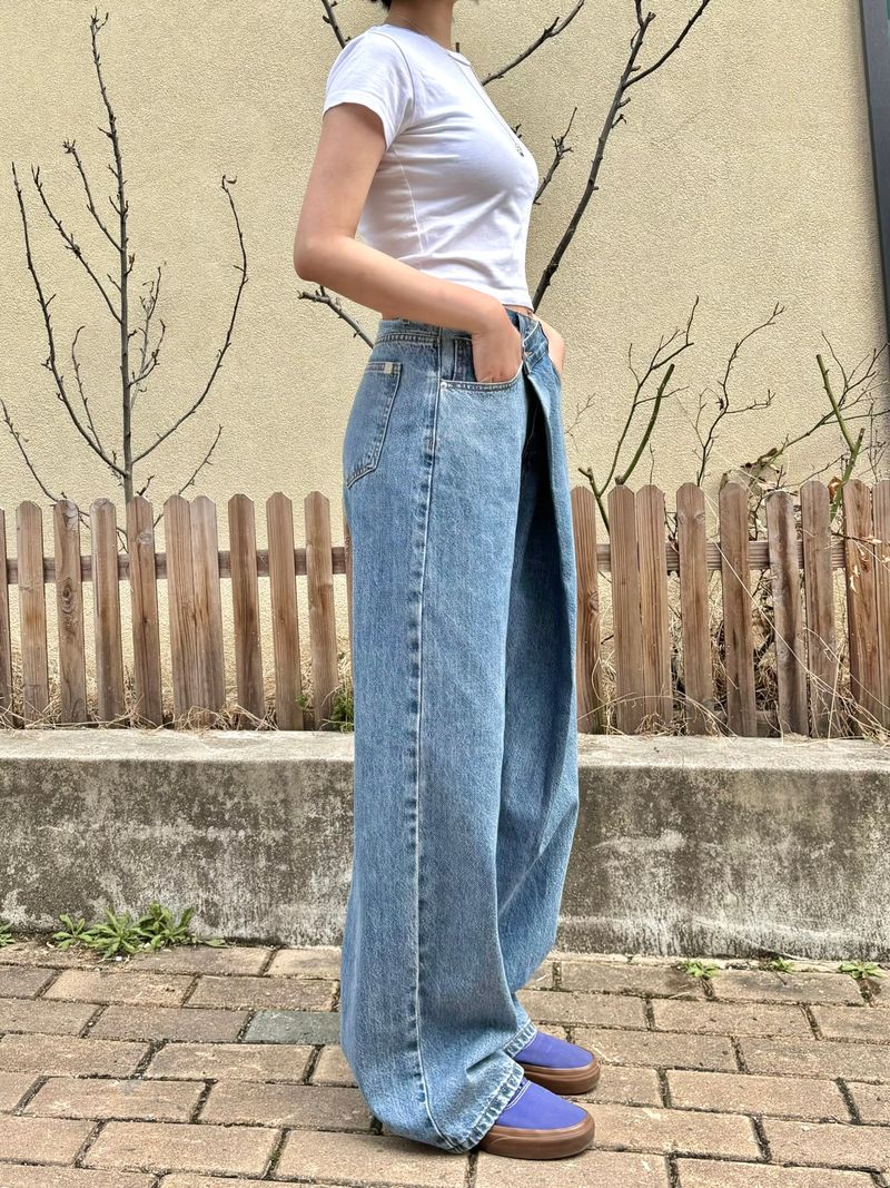 WRAP WAIST WIDE FIT DENIM PANTS code 18104