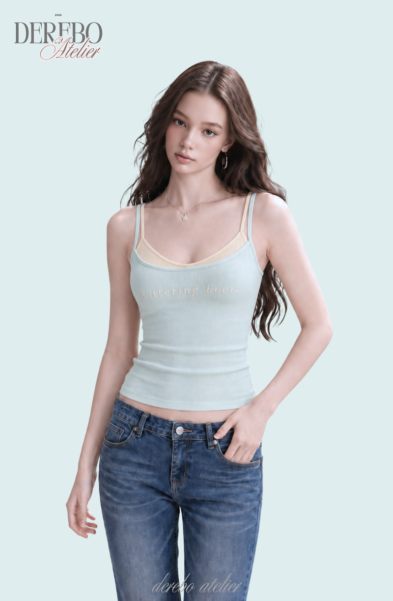 Mint lemon layered sleeveless t-shirt