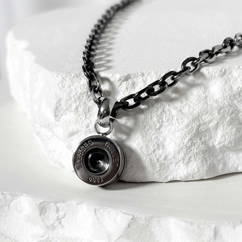 SS-Bullet Back Necklace_Black silver_original