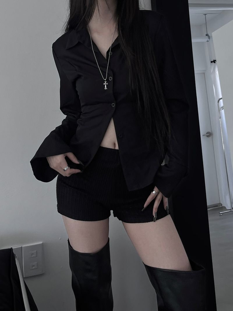 back corset cuff shirt (2color)