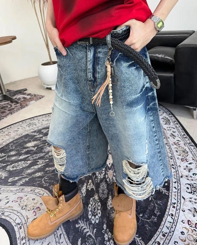 Rica Washed Damaged Bermuda Denim