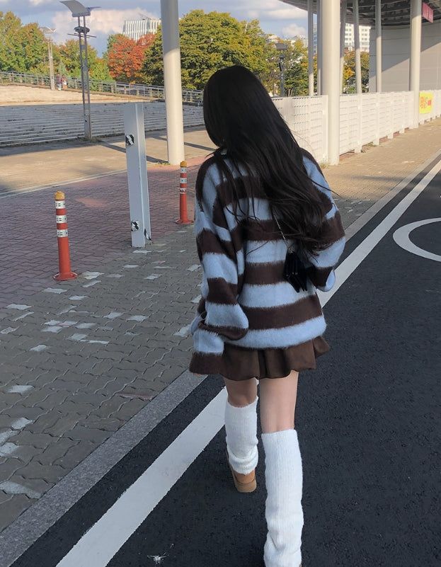 Polki Stripe Collar Brush Over Knit