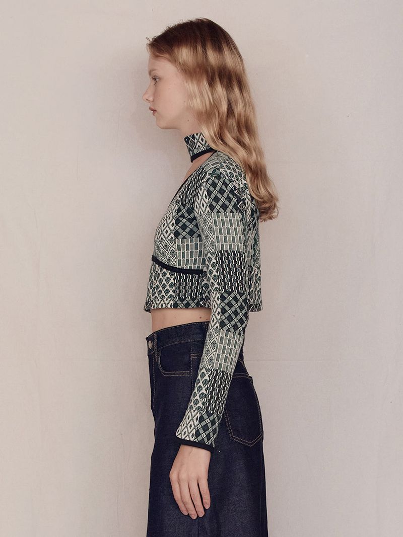 Patchwork halterneck Top (Green)