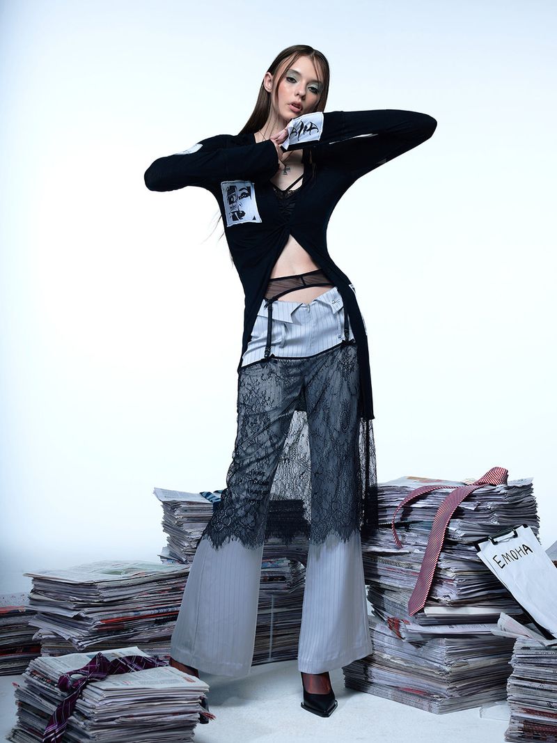 Emoha Movie patch elegant long shirt
