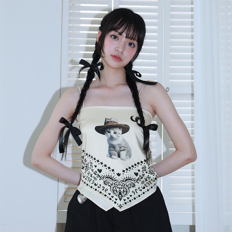 0 2 cowboy cat scarf top