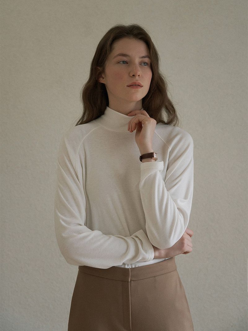 Raglan high-neck top