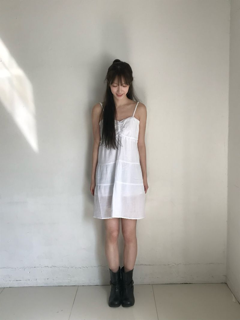 HASTA（ハスタ）の「ボーホーシャーリングミニドレス (ホワイト)（ワンピース/ドレス）」