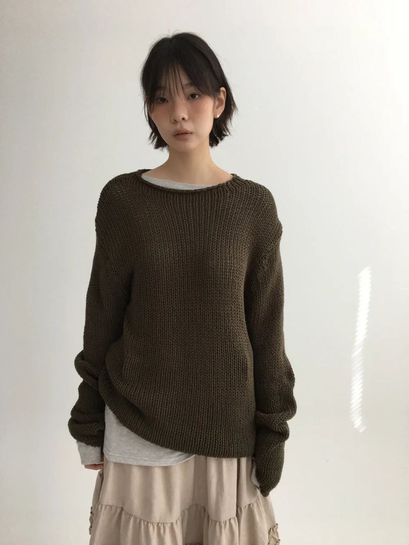 Rolled Neck Russly Knit (4color)