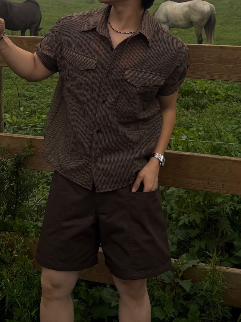 Cooling washah roll-up cropped shirt