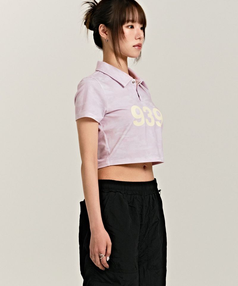 939 LOGO COLLAR CROP TOP (PINK/CAMO)