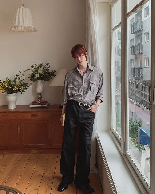 Canto Coated Black Denim Wide Pants