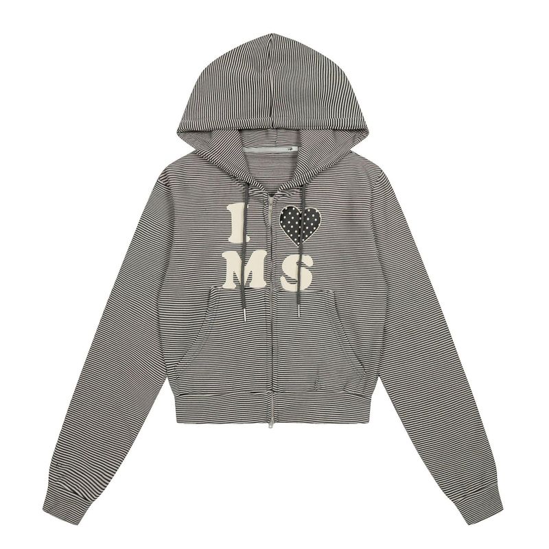 Cozy&Kitsch（コージーアンドキッチ）の「Heart Stripe Hoodie Zip-up 232645202（Tops）」